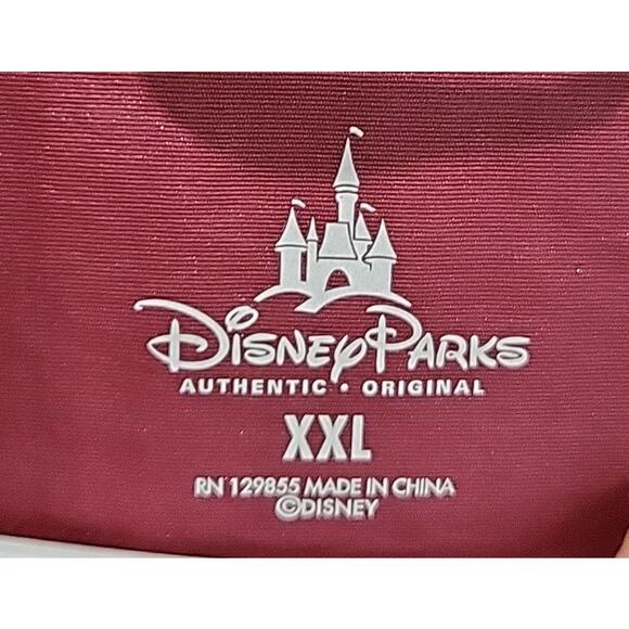 DISNEY PARKS WDW Varsity Zip Up Jacket Burgundy EST 71 Logo Pockets XXL 1971 - Picture 5 of 7